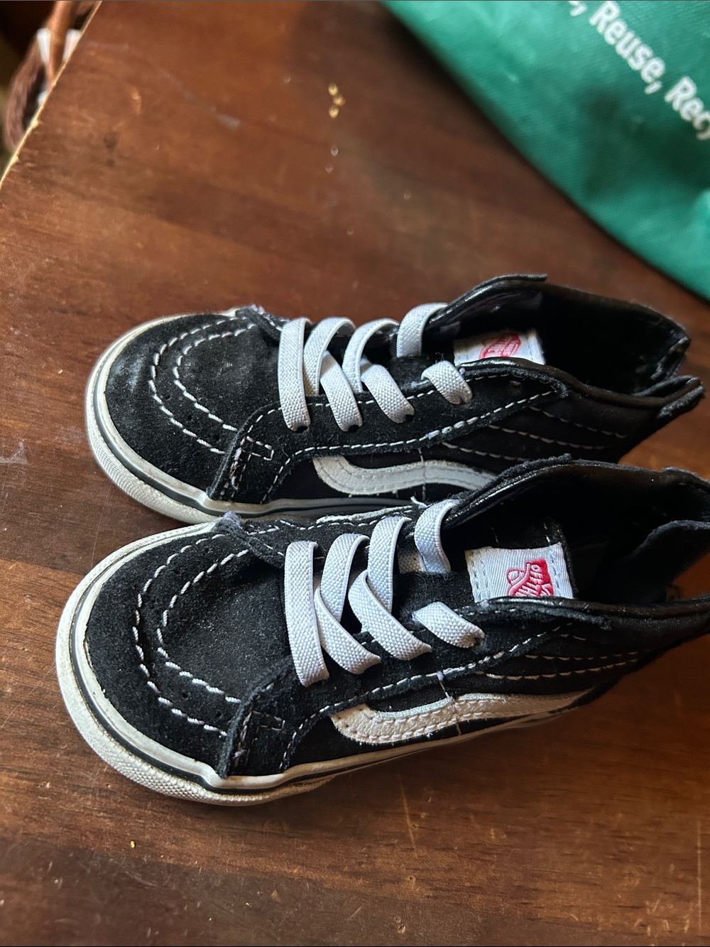 Vans Kids Black and White High-Top Skate Shoes